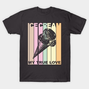 Vintage Retro True love Ice Cream Design T-Shirt